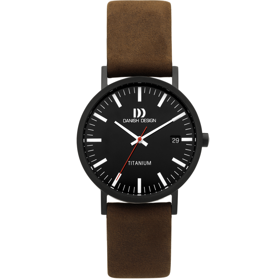 Danish Design Gløbe IQ34Q199 Rhine Armbanduhr Schwarz-Braun • Titangehäuse • Mineralglas
