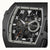 Herren-Armbanduhr, schwarzes Zifferblatt mit Automatikwerk, silberne Lünette und Indexe