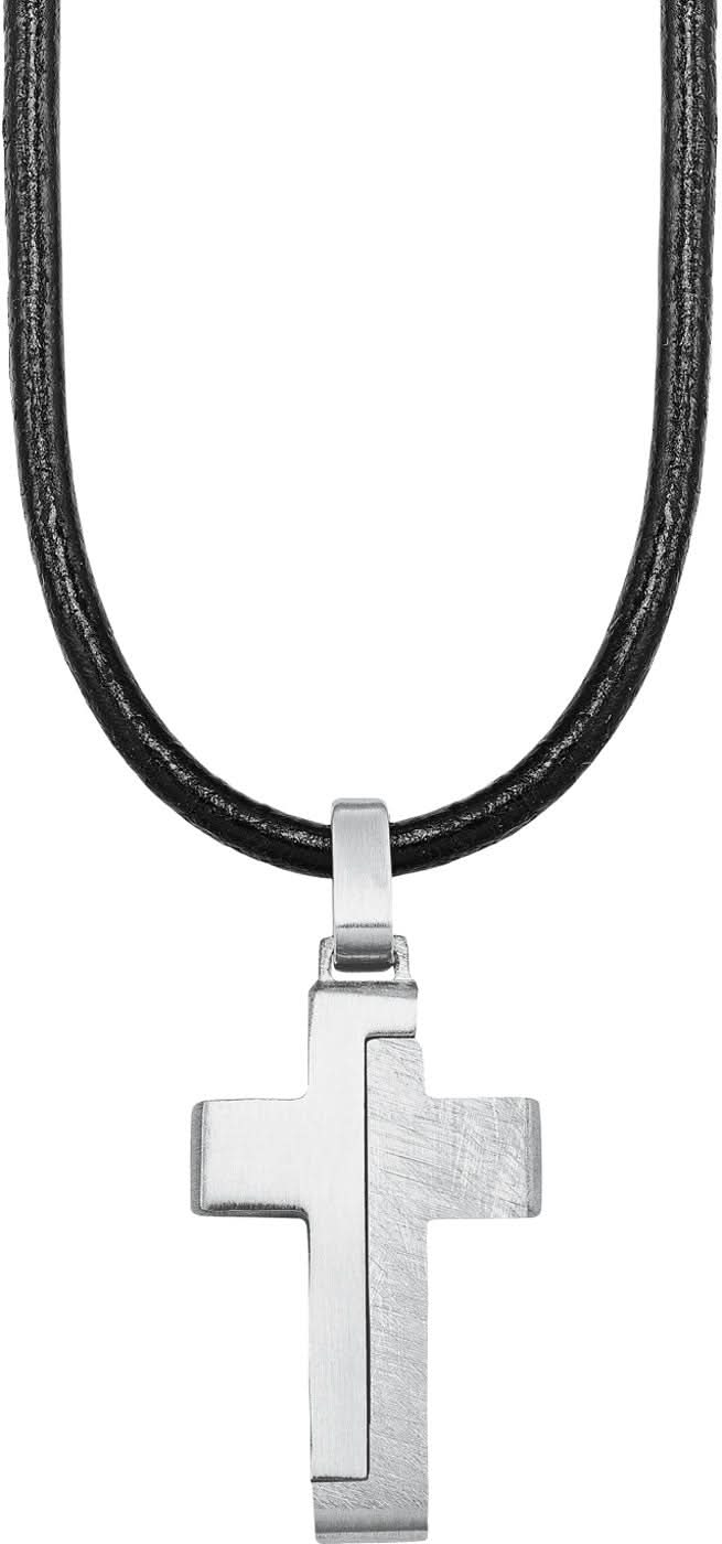 Children's Leather Necklace with Cross Pendant s.Oliver Jewelry Model: 2024225
