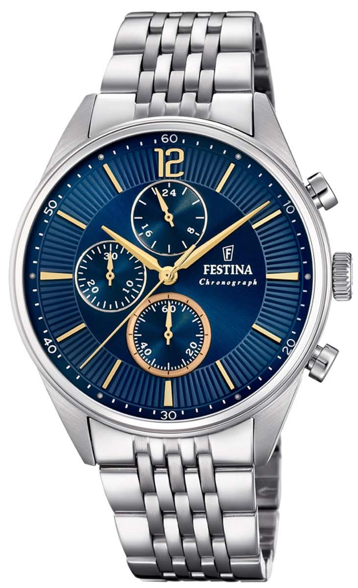 Festina Timeless Chronograph F20285/3 Men's Watch • Precise Quartz Movement • Stainless Steel