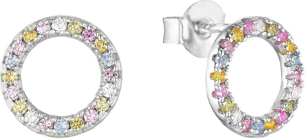 Circular Stud Earrings with Colorful Stones, s.Oliver, Model 2037841
