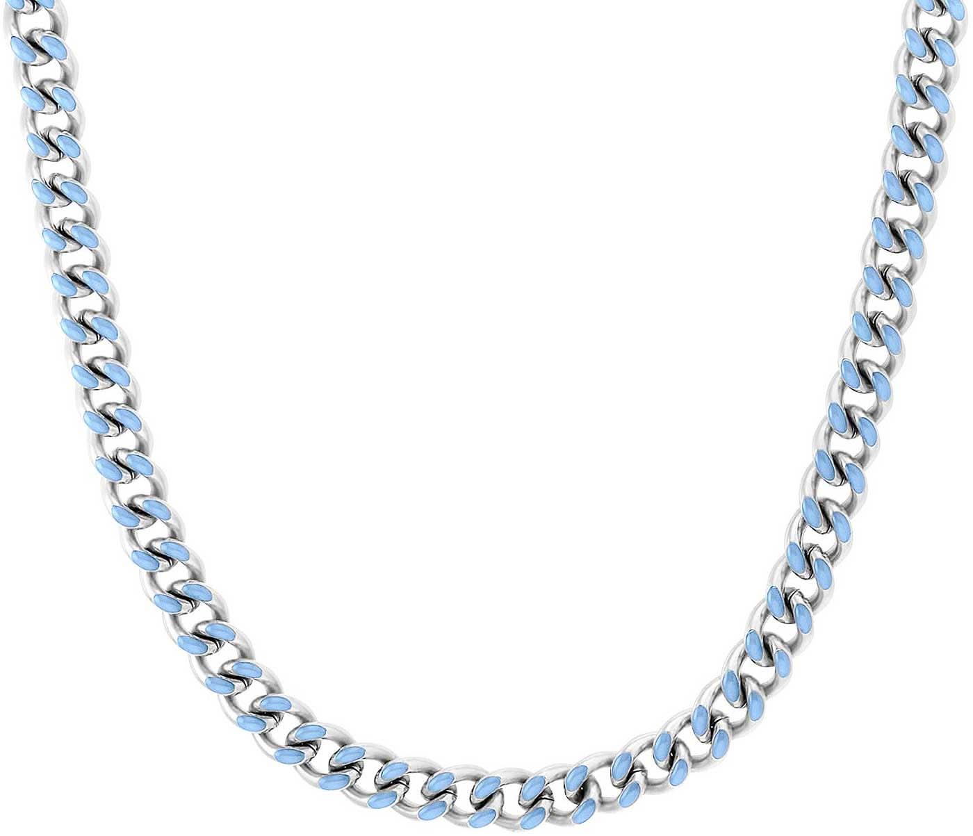 Curb chain necklace with blue enamel, s.Oliver, Model 2037972