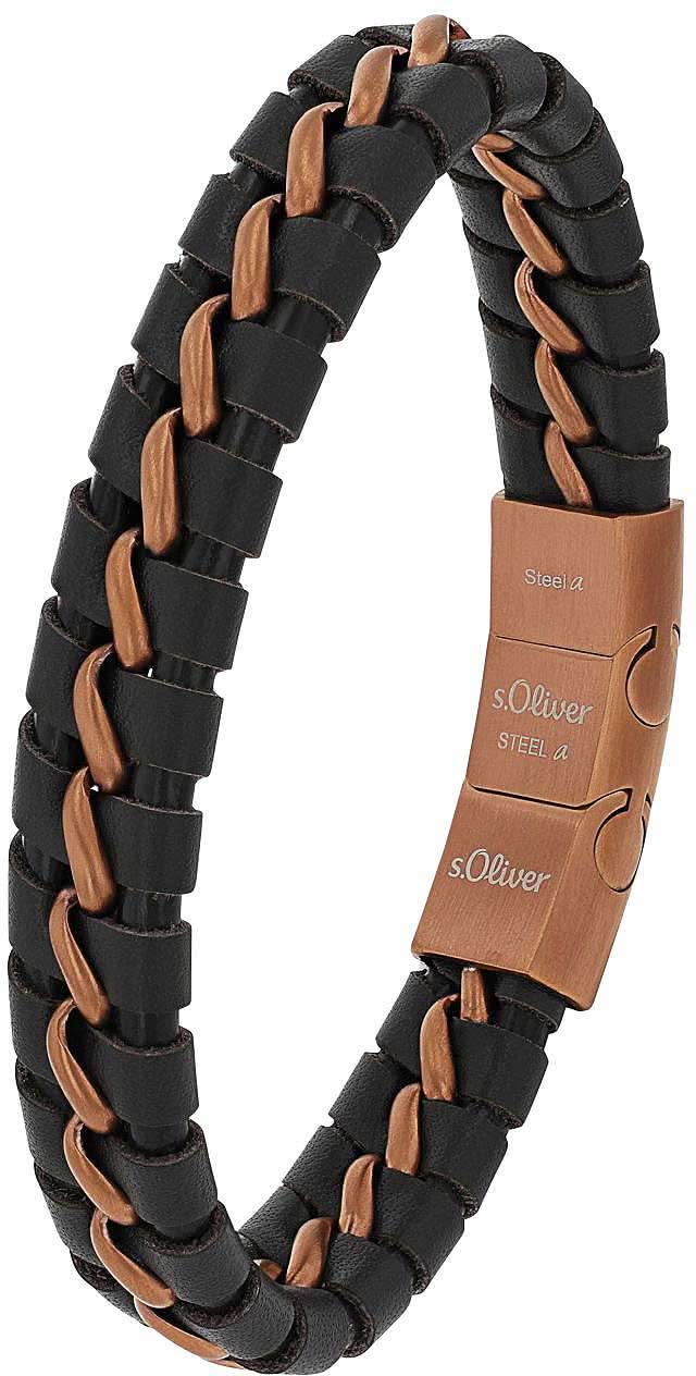 Braided leather bracelet with stainless steel, s.Oliver, Model 2037990