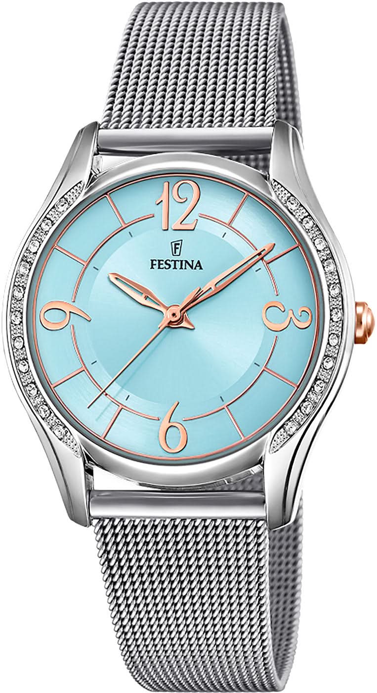 Festina Mademoiselle F20420/3 Women's Watch • Sparkling Bezel • Elegant Stainless Steel Design