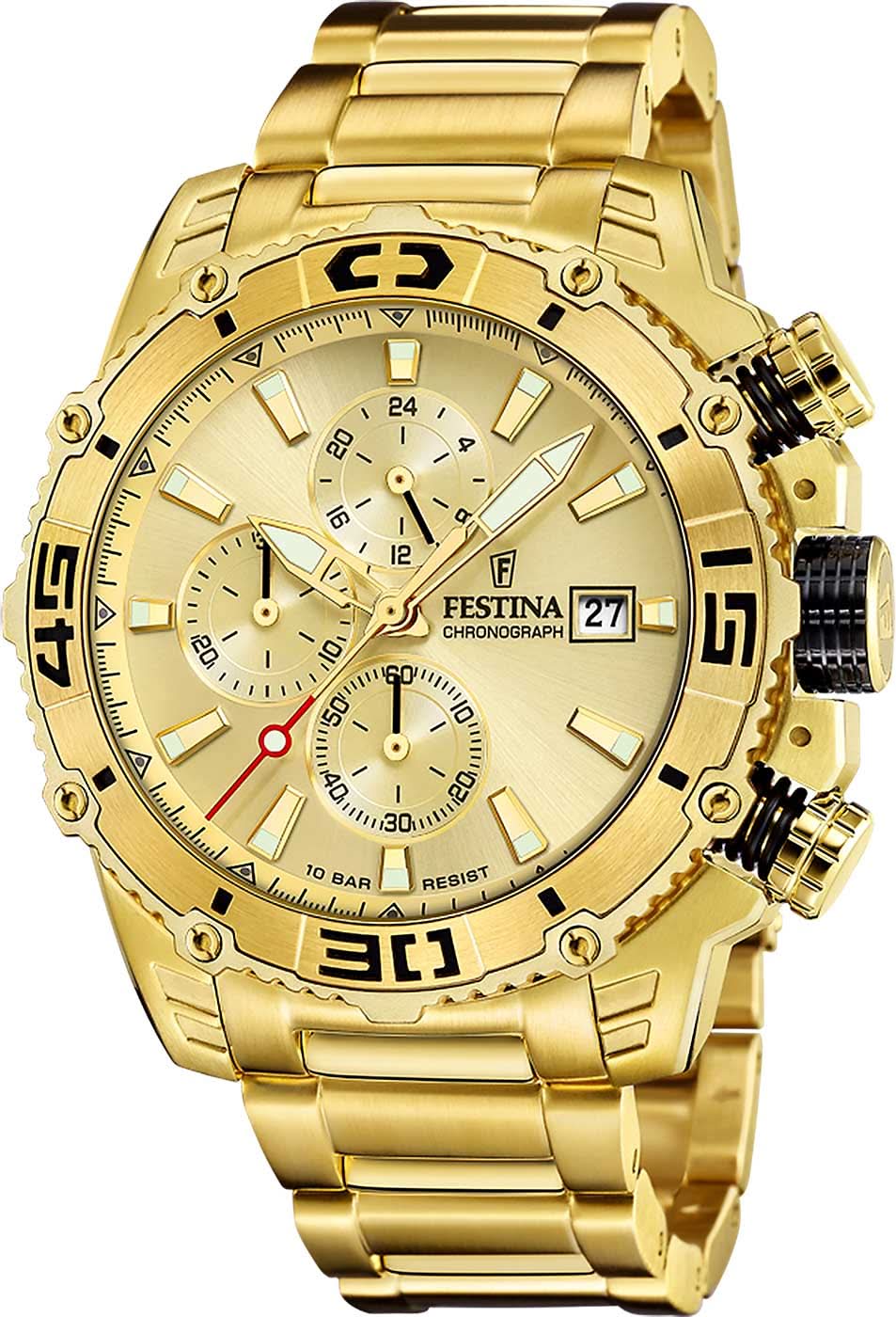 Festina Prestige F20492/1 Men's Watch • Chronograph • Gold