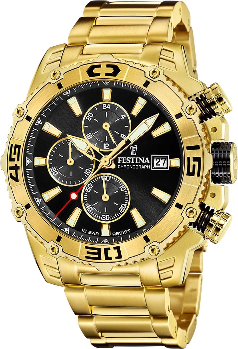 Festina Prestige F20492/4 Men's Watch Chronograph • 10 ATM • Stainless Steel