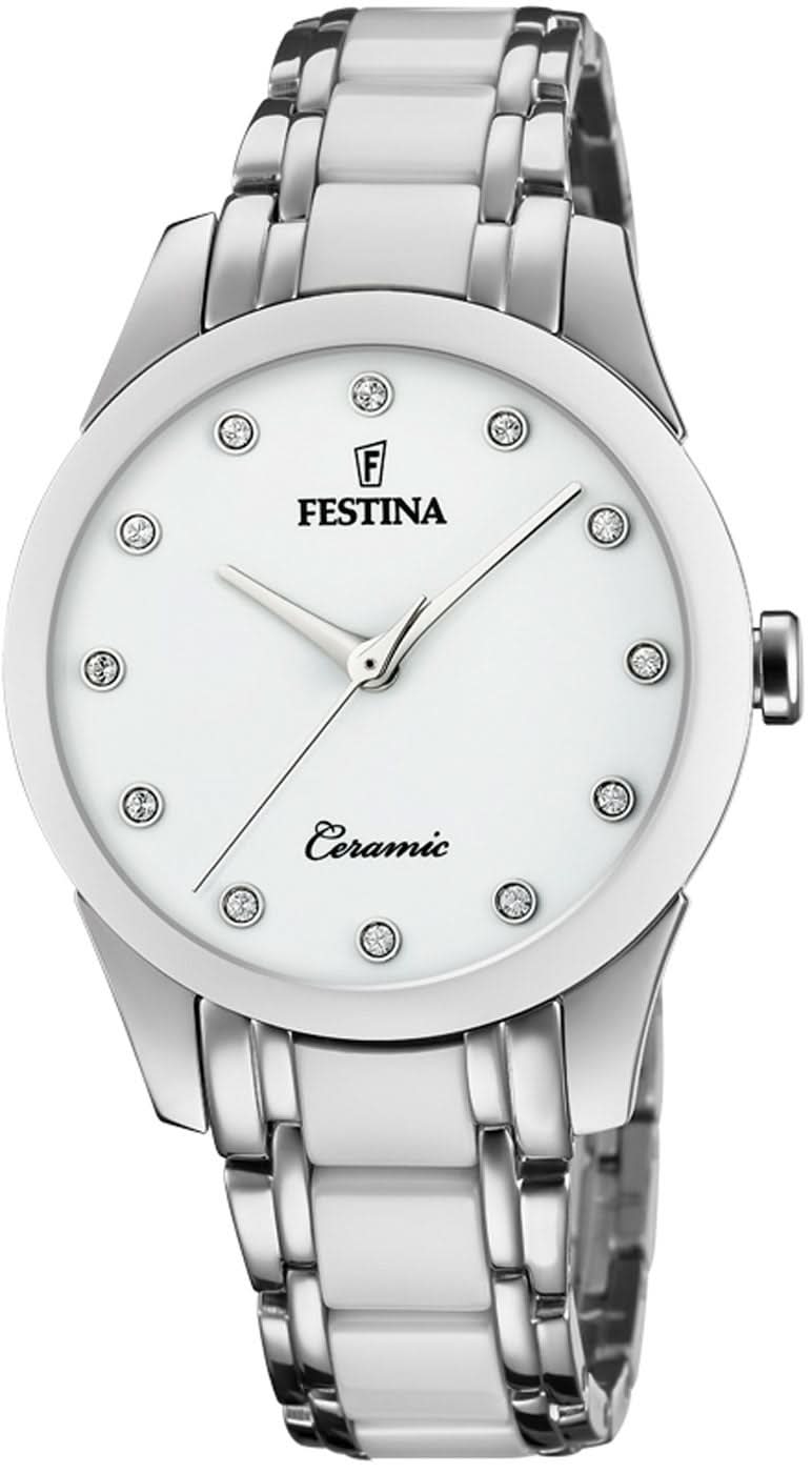 Festina Ceramic F20499/1 Women's Watch • Ceramic Bezel • Swarovski Crystals
