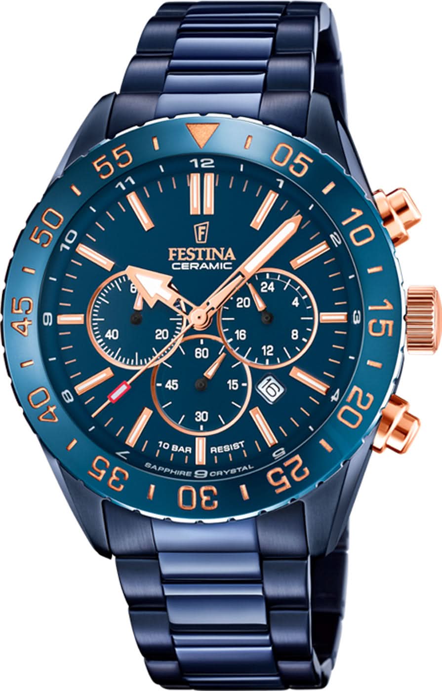 Festina Ceramic Chronograph F20576/1 Men's Watch • Sapphire Crystal • 10 ATM