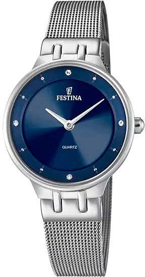 Festina Mademoiselle F20597/3 Women's Watch • Sparkling Crystals • Elegant Milanese Bracelet