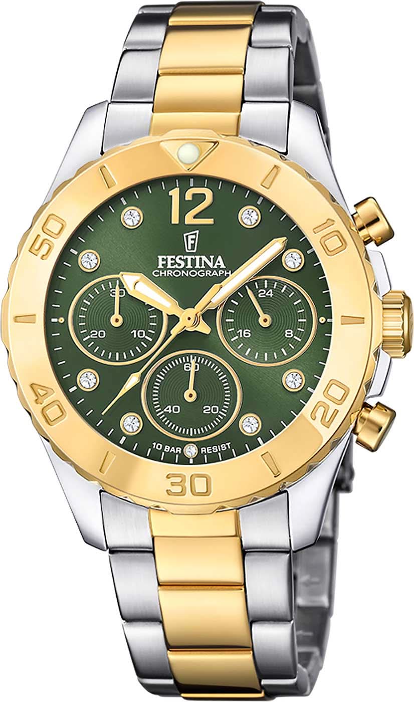 Festina Boyfriend F20604/2 Women's Watch • Green Dial • Bicolor Stainless Steel