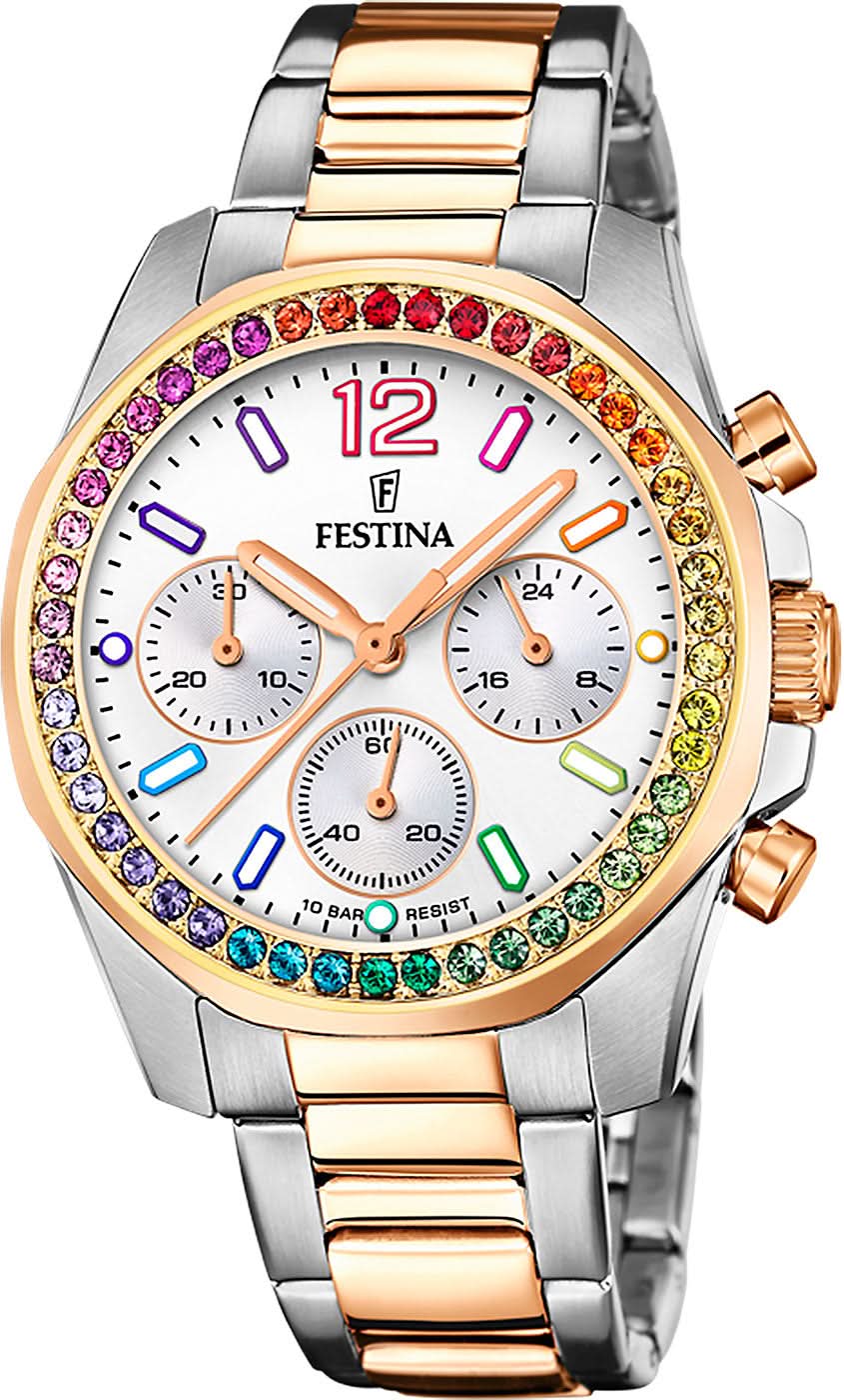 Festina Boyfriend Rainbow F20608/2 Women's Watch • Rainbow Zirconia • Stainless Steel