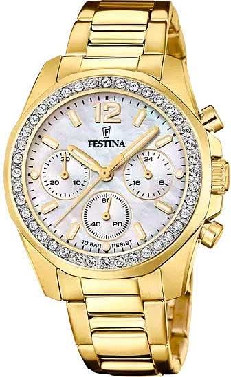 Festina Boyfriend Rainbow F20609/1 Women's Watch • Mother-of-Pearl Dial • Gold-Tone Stainless Steel