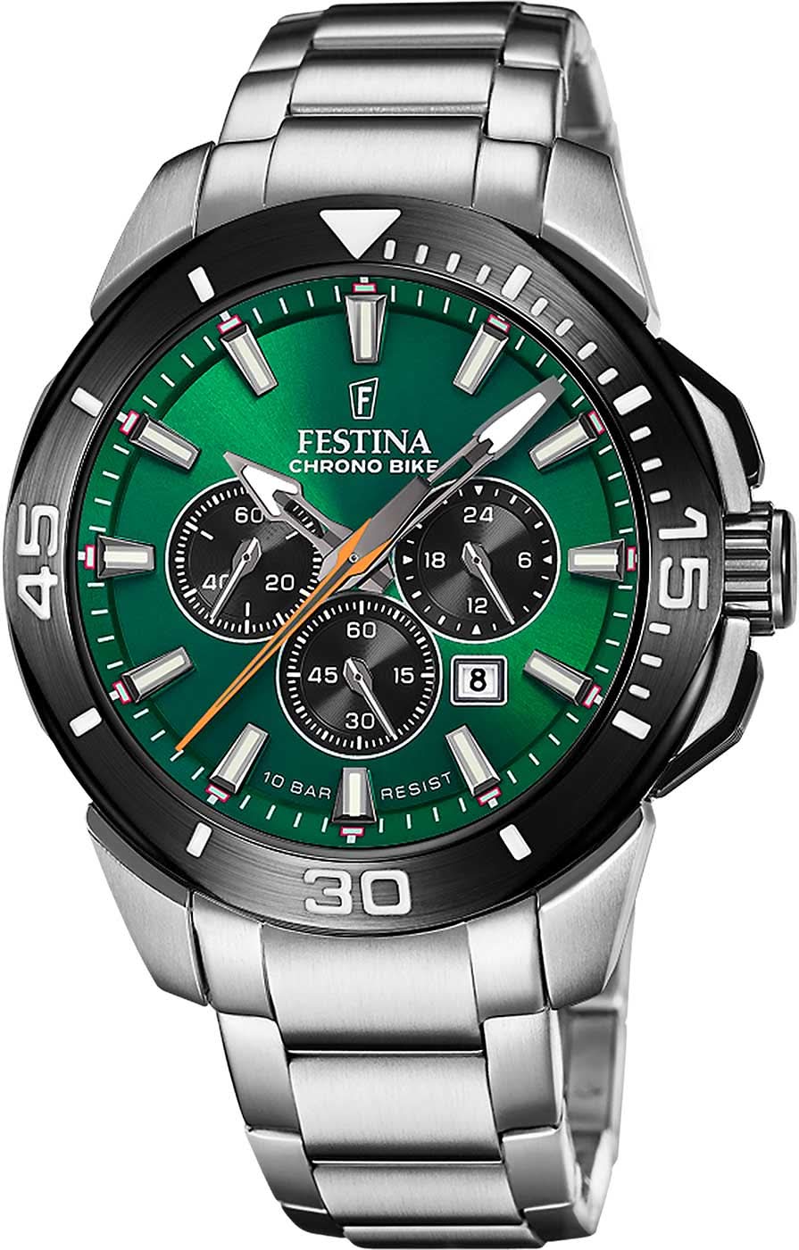 Festina Chrono Bike F20641/A Men's Watch • Sporty Chronograph • Striking Green Dial