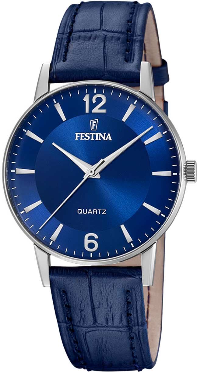 Festina Classics F20690/3 Men's Watch • Elegant Design • Blue Leather Strap