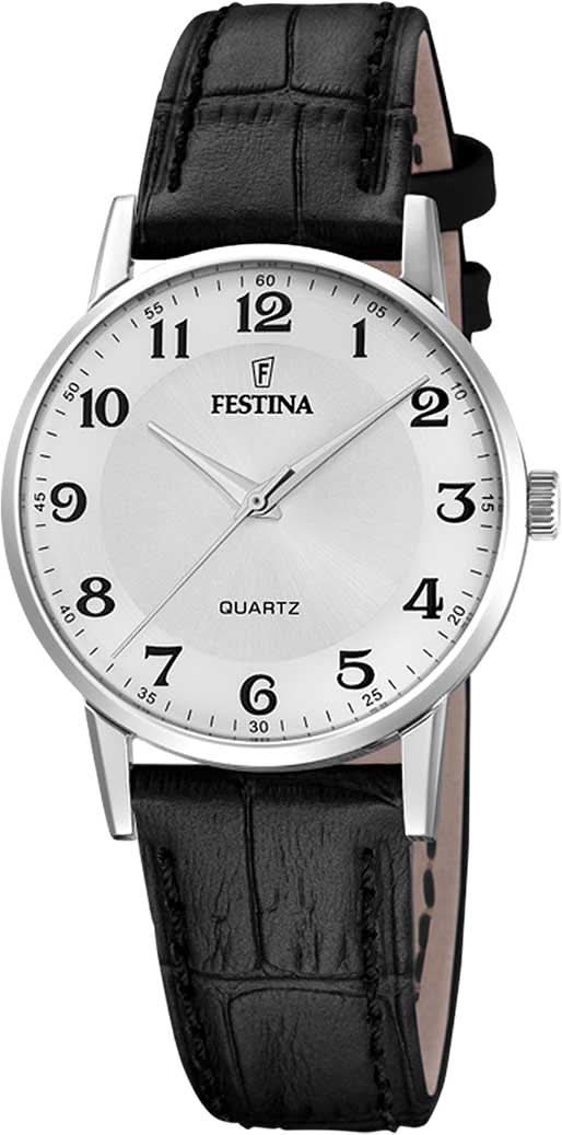Festina Classics F20691/1 Women's Watch • Classic Design • Black Leather Strap
