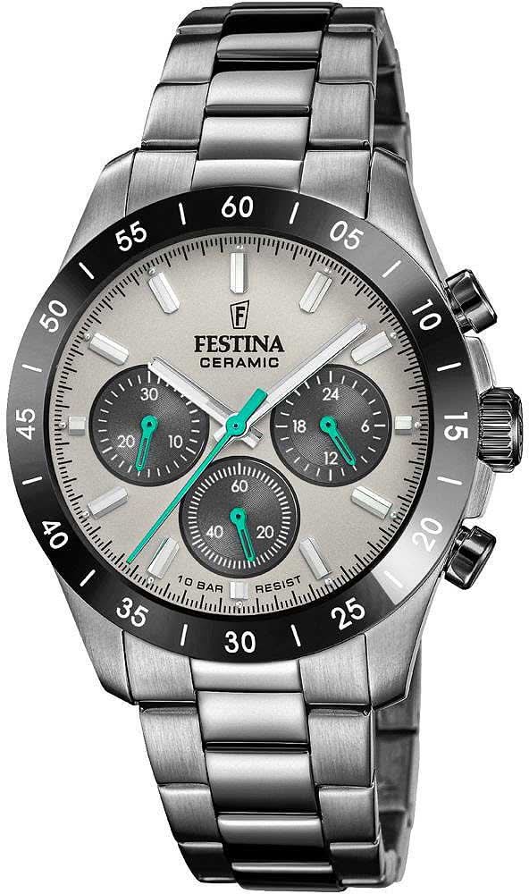 Festina Ceramic F20703/1 Men's Watch • Ceramic Bezel • Quartz Chronograph