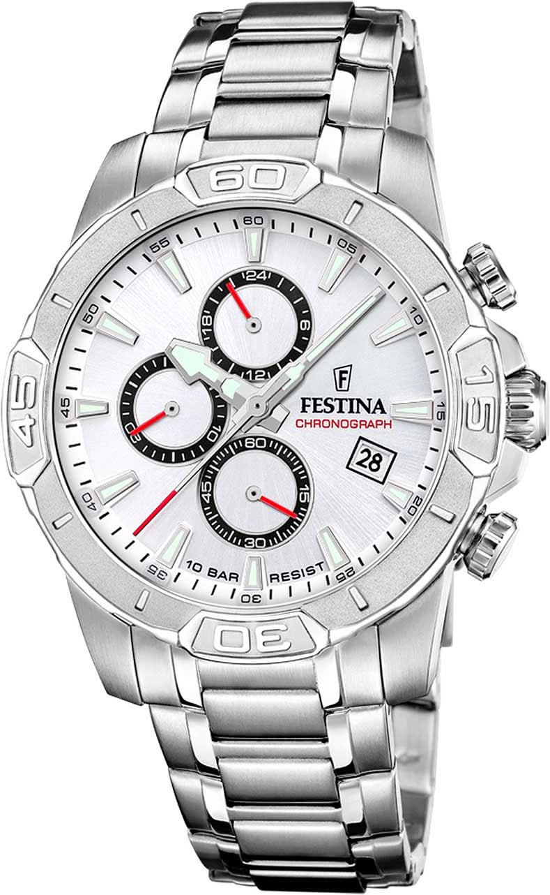 Festina Timeless Chronograph F20704/1 Men's Watch • Precise Quartz Chronograph • Stainless Steel 10 ATM