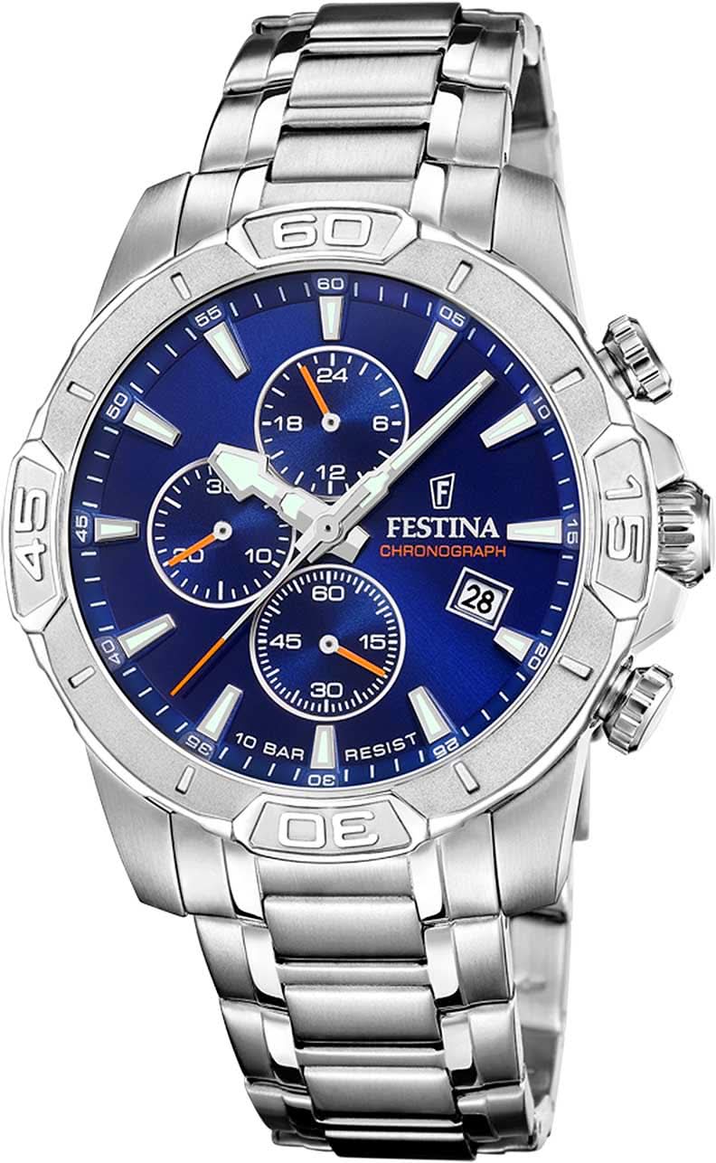 Festina Timeless Chronograph F20704/2 Men's Watch • Precise Quartz Movement • 10 ATM Water Resistant