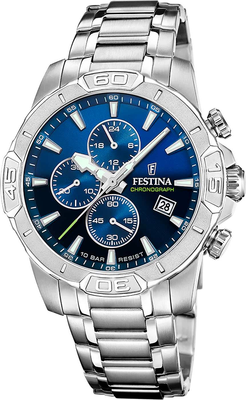 Festina Timeless Chronograph F20704/4 Men's Watch • Sporty Chronograph • Stainless Steel