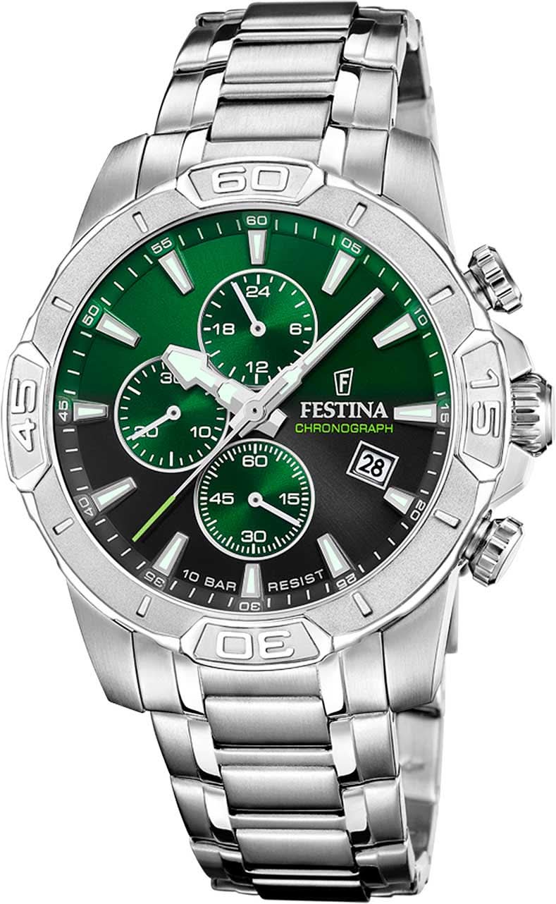 Festina F20704/5 Men's Chronograph • Green • Stainless Steel