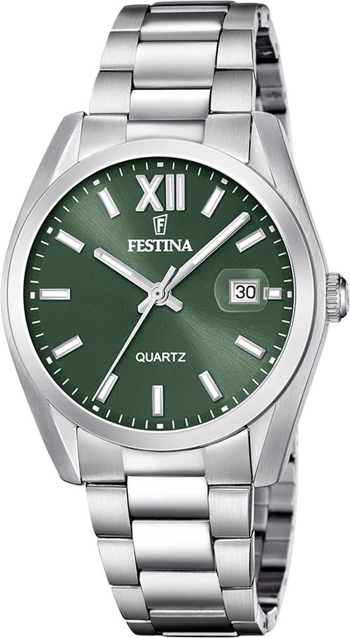 Festina Classics F20707/5 Men's Watch • Green Dial • High-Quality Stainless Steel