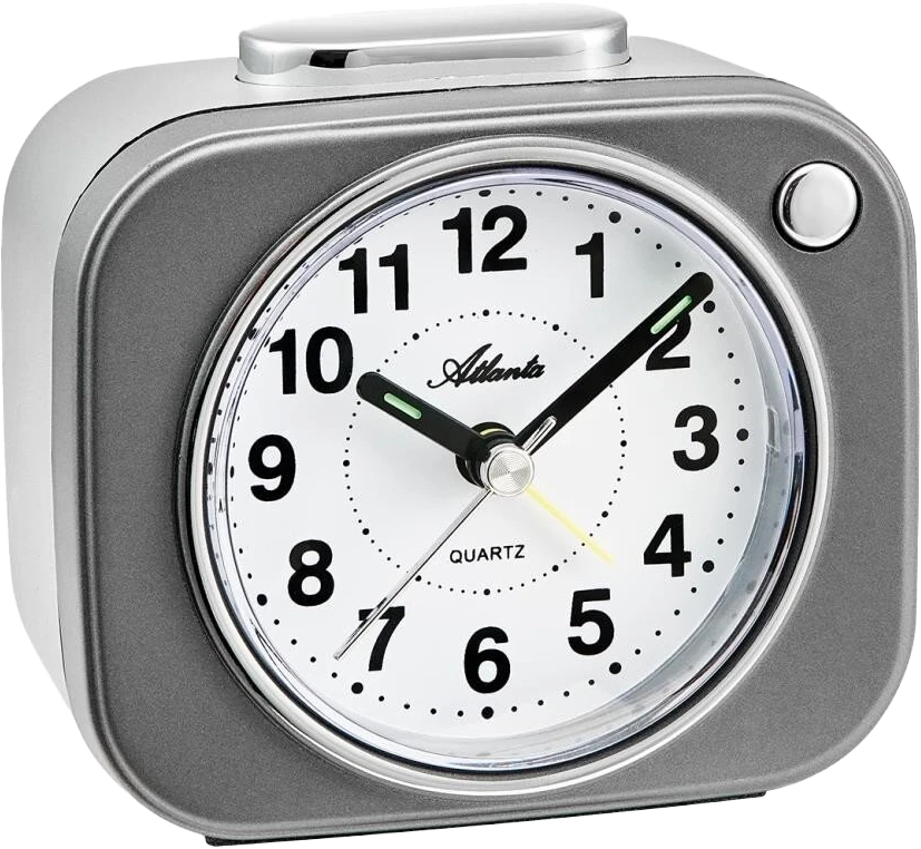 Stylish Quartz Alarm Clock in Anthracite/Grey - Atlanta Model: 2117/4