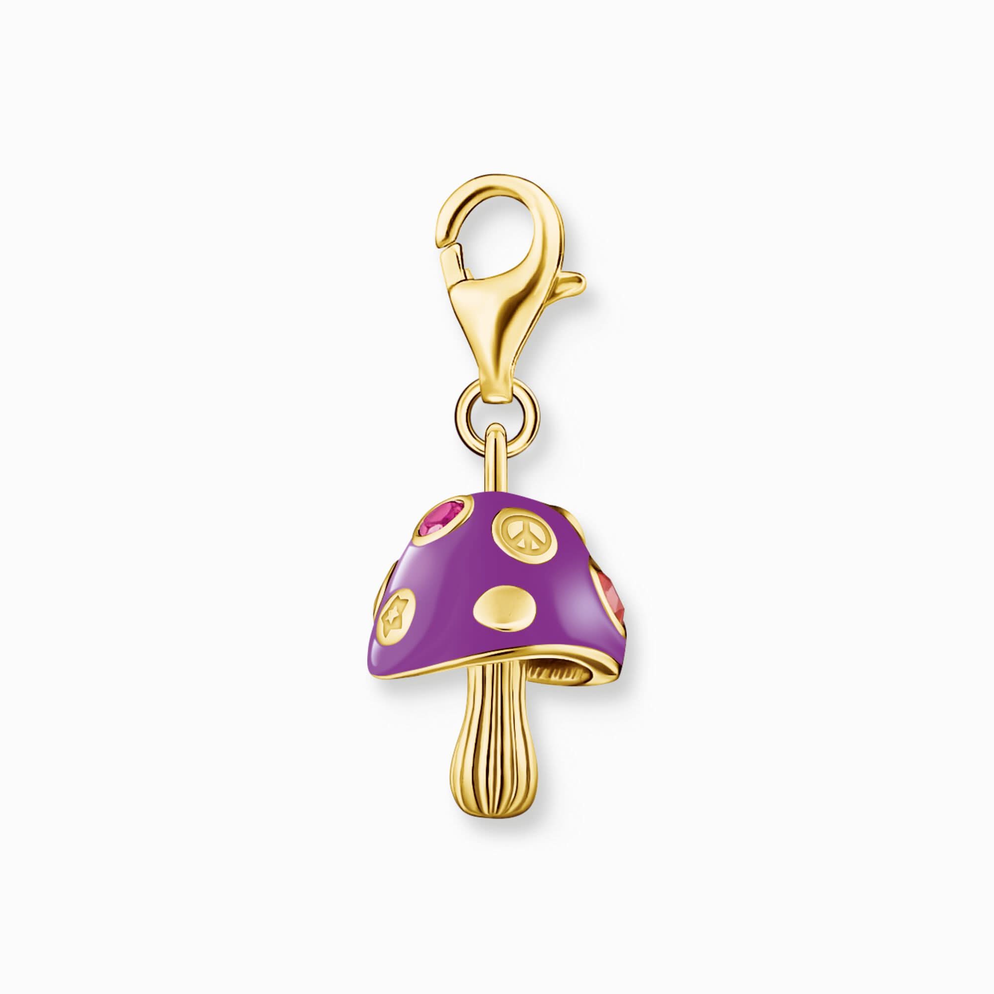 Thomas Sabo Charm Pendant Model: 2211-471-7 purple mushroom - 925 sterling silver 18k gold plated and cold enamel