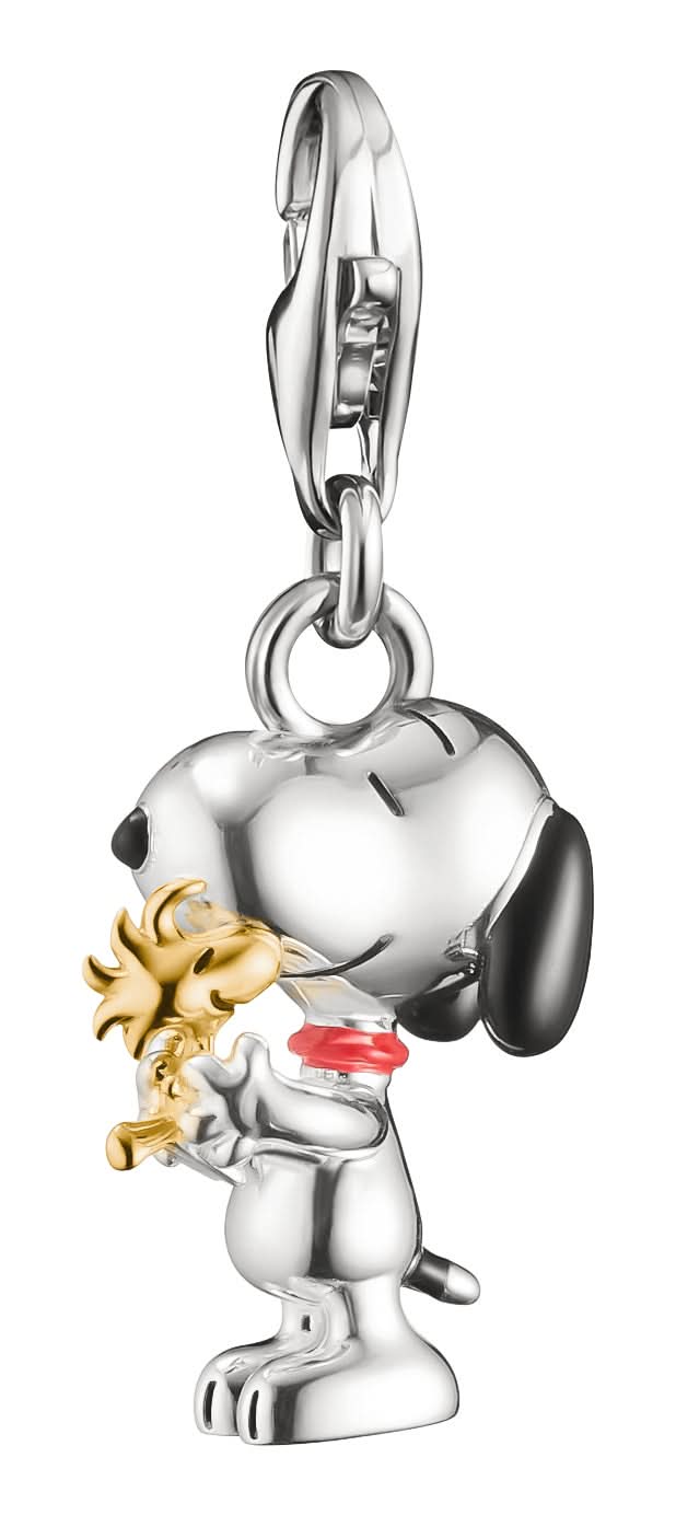 Charm Pendant 18k gold-plated recycled 925 silver with cold enamel Snoopy & Woodstock Friends motif Thomas Sabo Model: 2228-427-7