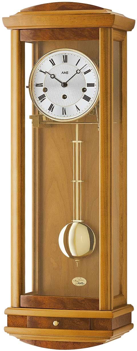 AMS Wall Clock 65x24x15 cm Wood • Precise Mechanical Movement • Westminster Chime