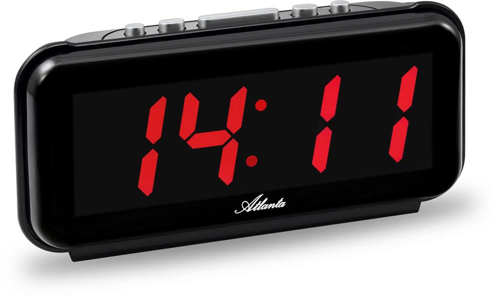 Mains-powered alarm clock black - red - Atlanta Model: 2608/1