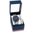 Herren-Armbanduhr-Geschenkset mit blauer Zifferblatt-Uhr und Kettenarmband in Box