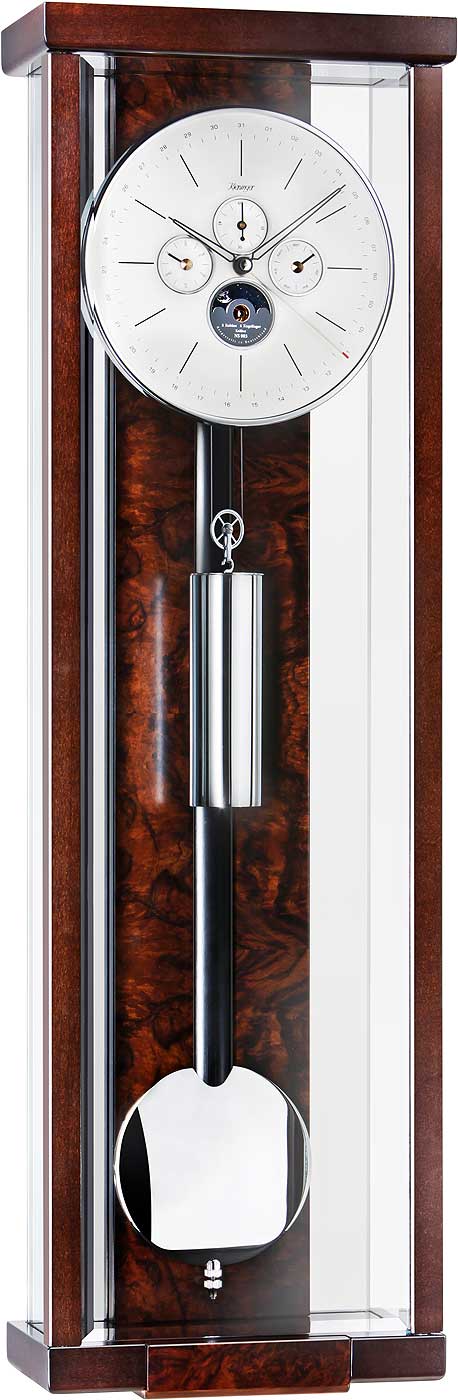 Kieninger Wall Clock 63.5x20.5x10 cm Wood • Multifunction Dial • Elegant Walnut Wood