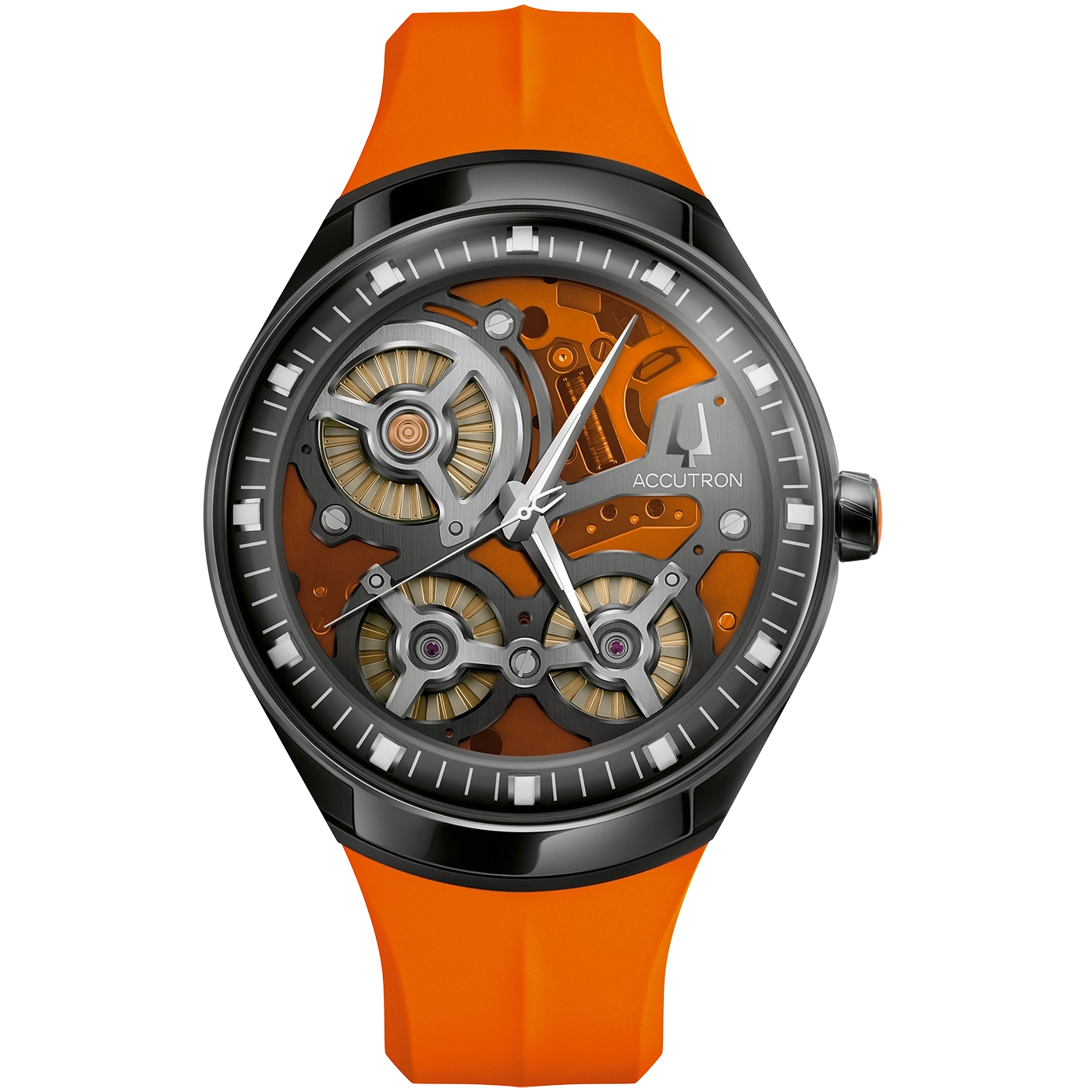 Bulova Accutron DNA Casino 28A205 Herrenuhr Orange • Saphirglas • Limitierte Edition