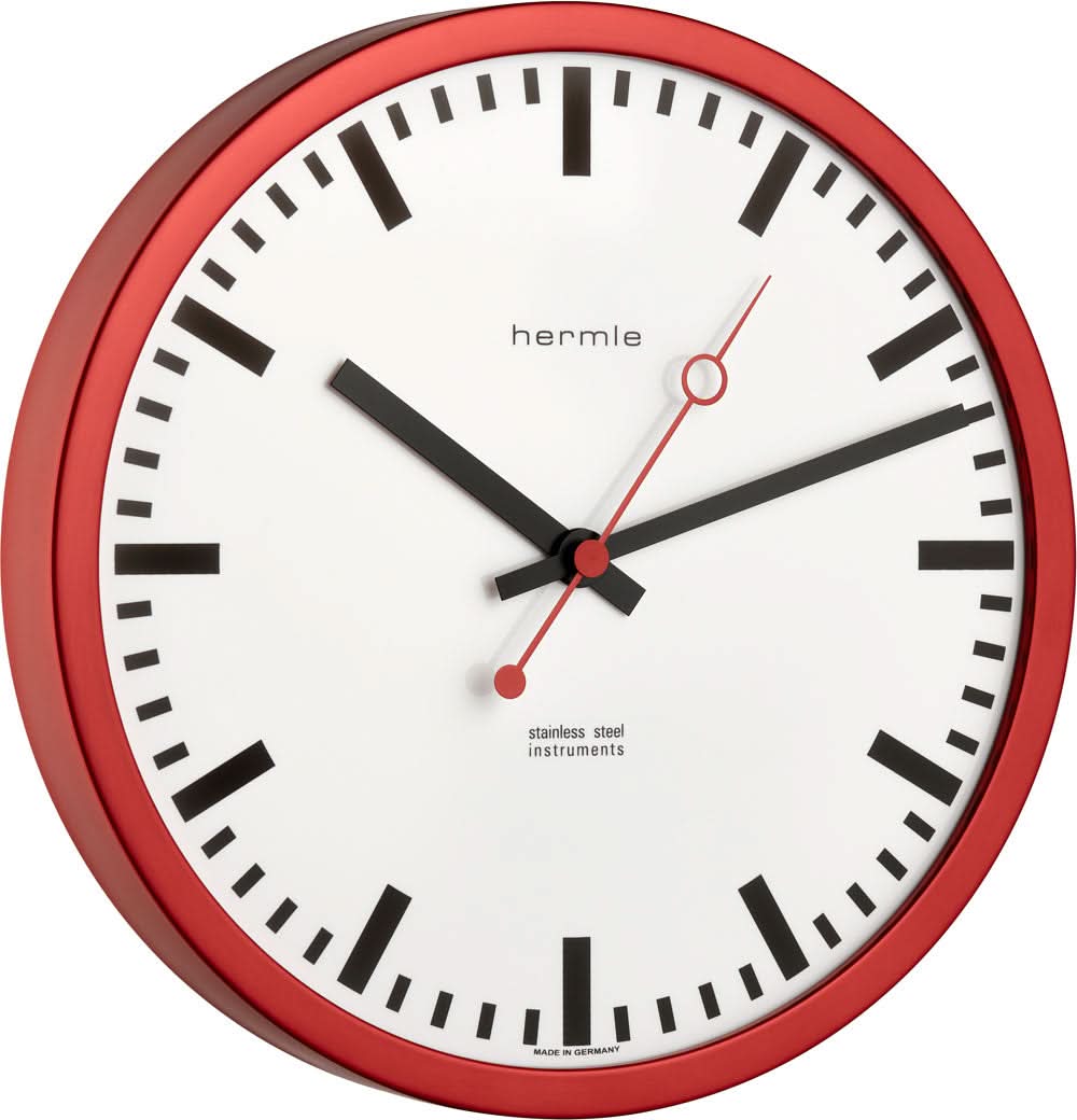 Hermle Wall Clock 30 cm Ø Stainless Steel • Radio-Controlled • Timelessly Elegant