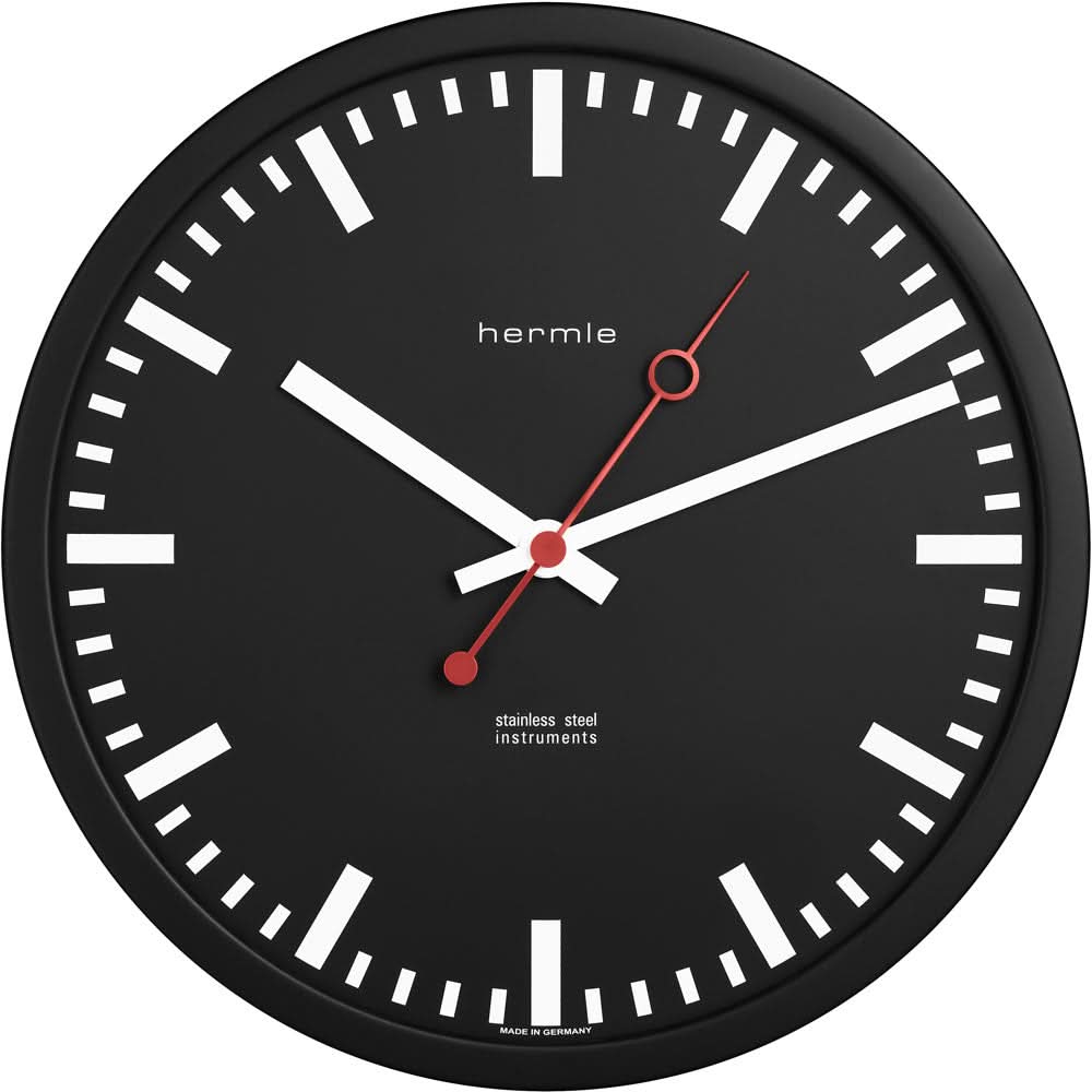 Hermle Wall Clock 30.5x30.5x5 cm Metal • Silent Quartz Movement • Modern Design