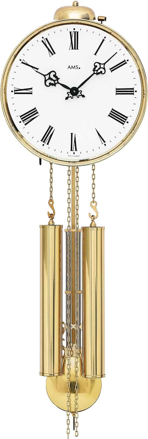 AMS Wall Clock 50x20x10 cm Brass • Mechanical 8-Day Movement • Round Gong & Hour Strike
