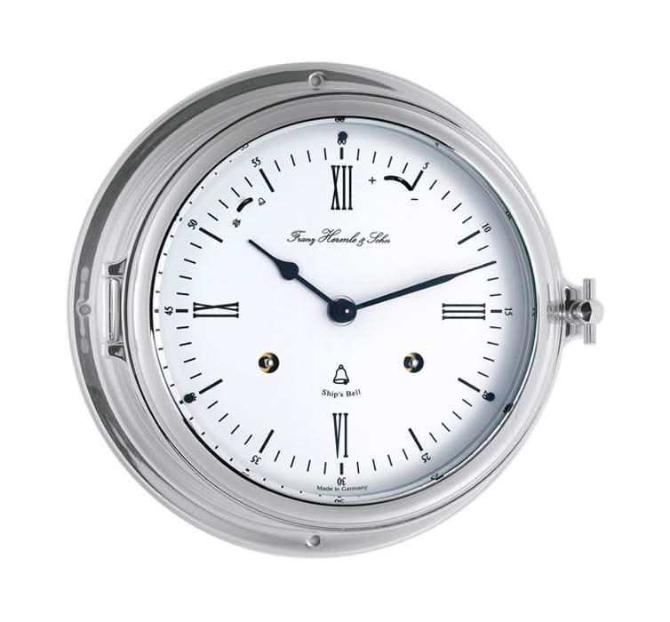 Hermle Table Clock 18x18x10 cm Brass • Ship's Bell Strike • Mechanical 8-Day Movement