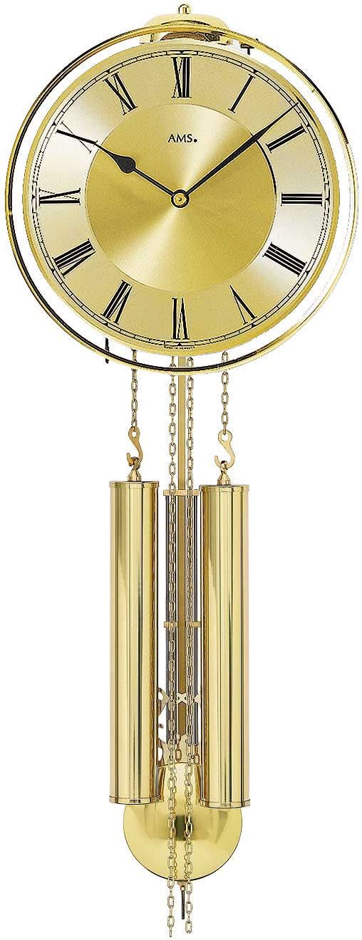 AMS Wall Clock 22 cm Ø Brass • Mechanical 8-day movement • Chime with Bim-Bam melody