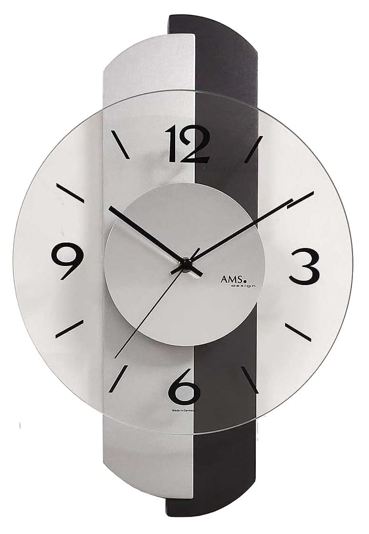 AMS Wall Clock 42x27x6 cm Wood • Modern Quartz Movement • Made in Germany