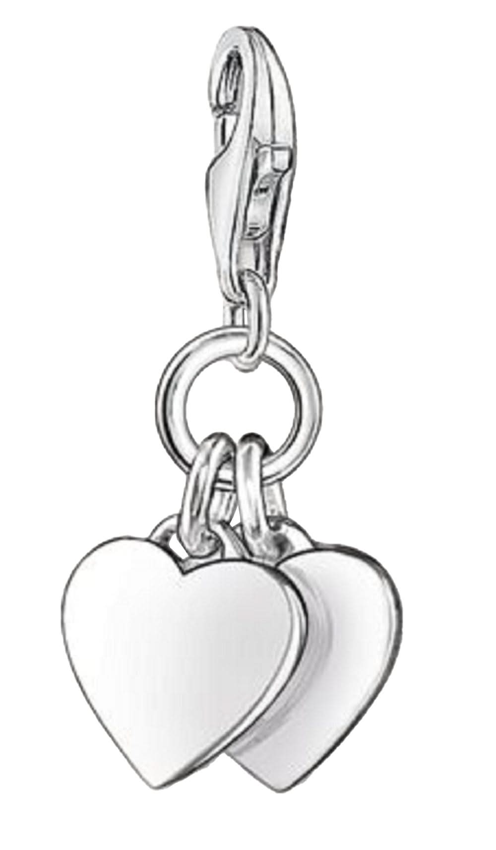 Charm Pendant Two Hearts - 925 Sterling Silver