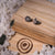 Composition Earrings with White Mother-of-Pearl Wood Core Model Jewelry
