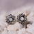Composition Earrings with White Mother-of-Pearl Wood Core Model Jewelry