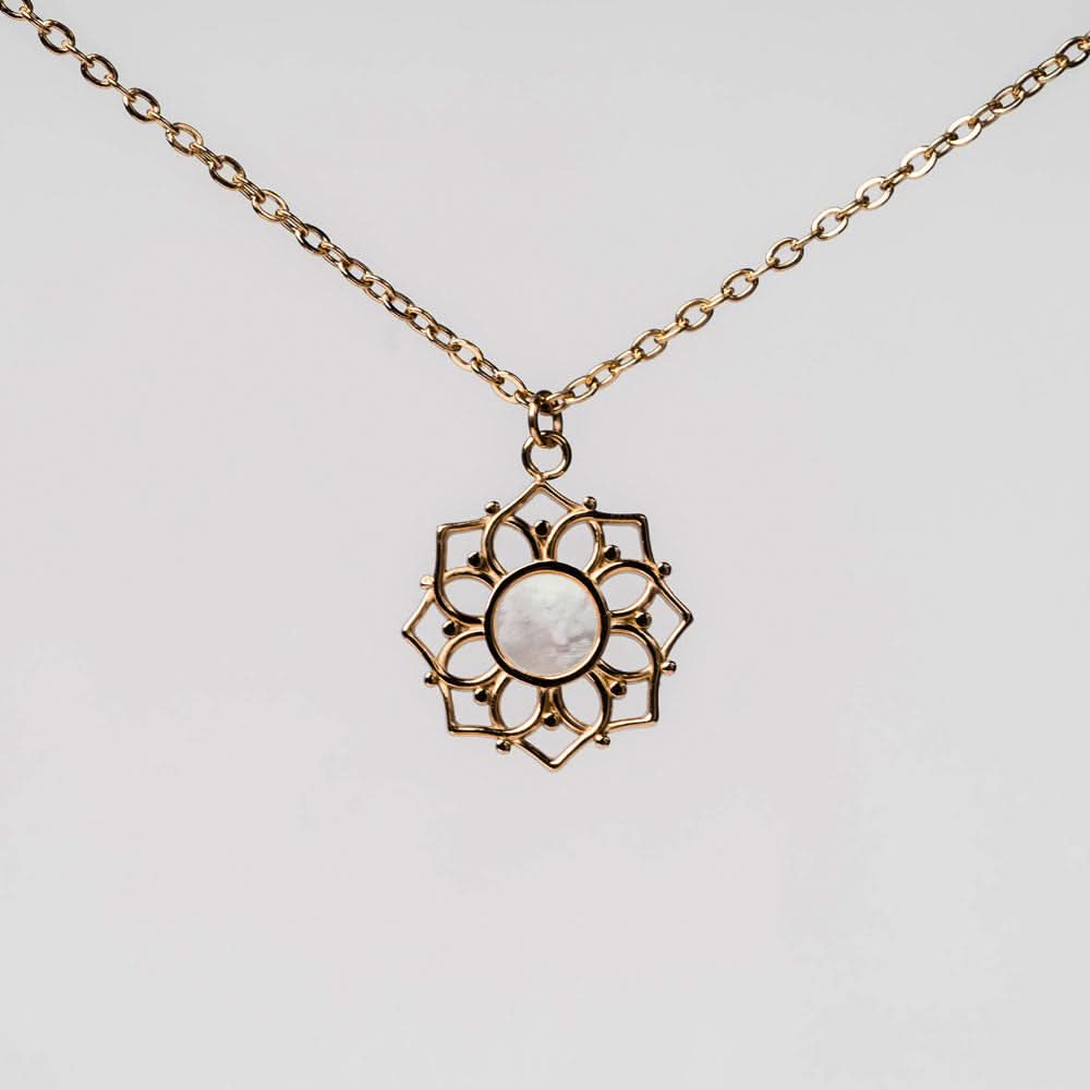 Composition Necklace with Mother-of-Pearl Pendant - Holzkern Model: Jewelry