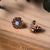 Composition Earrings with Blue Mother-of-Pearl - Wood Core Model: Jewelry