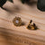Composition Earrings with White Mother of Pearl - Wood Core Model: Jewelry