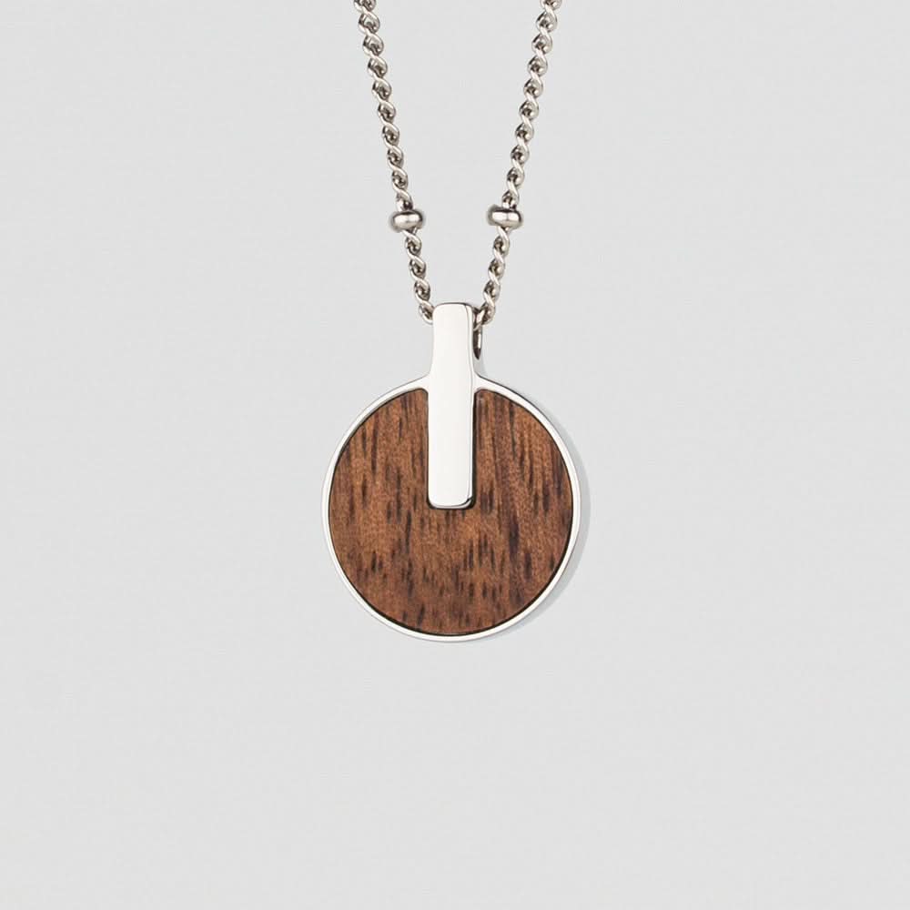 Opacity Necklace with Round Wood Pendant - Wood Core Model: Jewelry