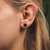 Facade Earrings, Rectangular with Black Marble - Wood Core Model: Jewelry