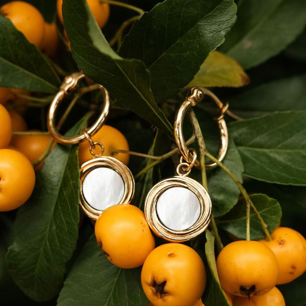 Zendala Earrings with Round Pendant - Wooden Core Model: Jewelry