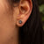 Shade Sun Stud Earrings with Blue Mother-of-Pearl Wood Core Model Jewelry