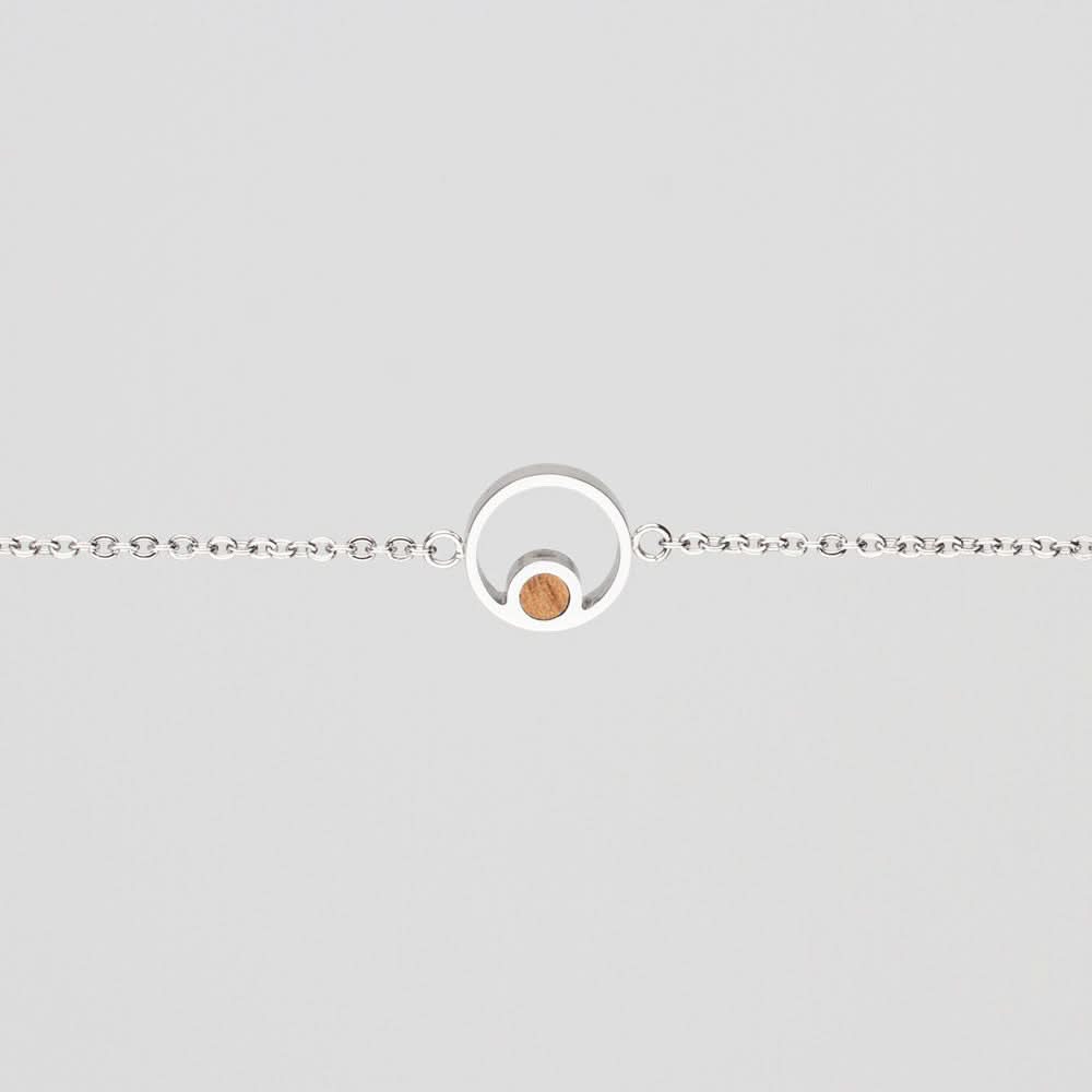 Pigment Necklace with Round Pendant and Wooden Element - Wooden Core Model: Jewelry